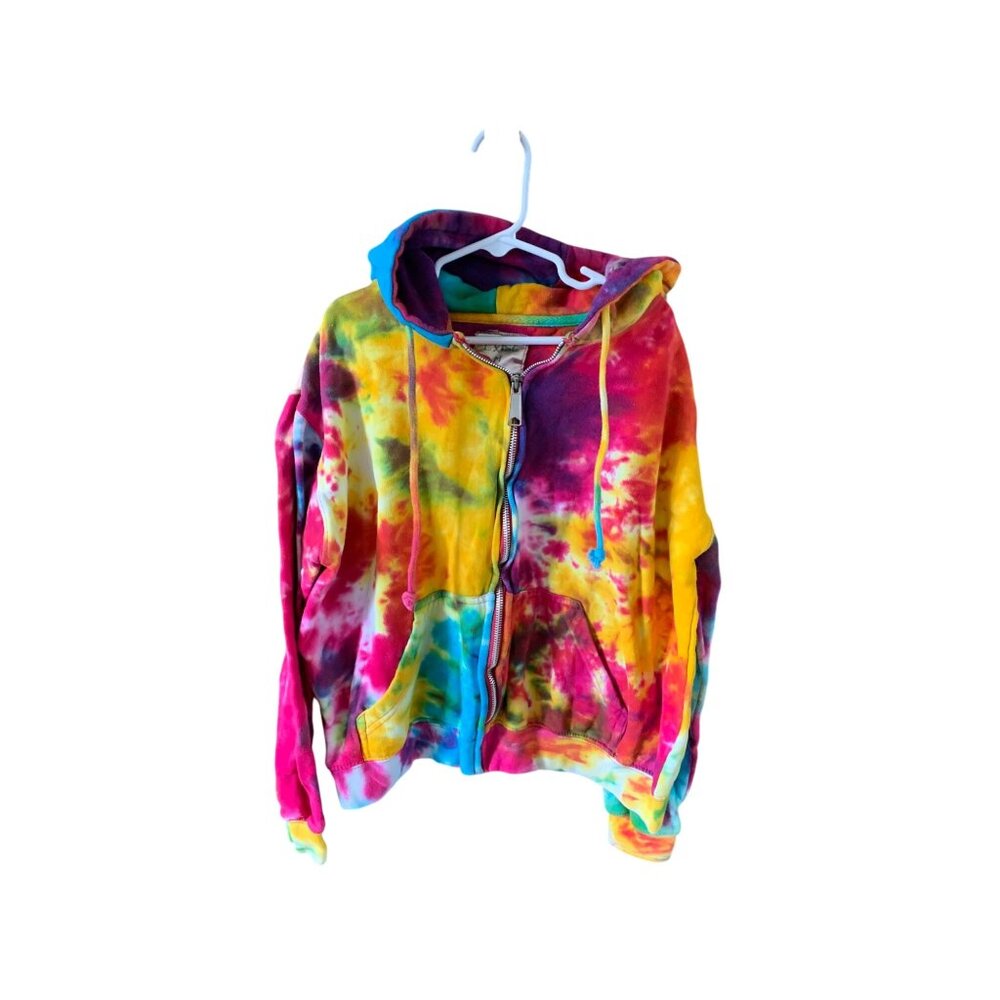 Vintage Y2k Exist Girls Medium Long Sleeve Full Zip Hoodie Sweatshirt Tye Tie Dy